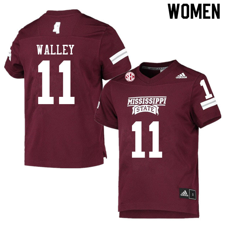 Women #11 Jaden Walley Mississippi State Bulldogs College Football Jerseys Sale-Maroon